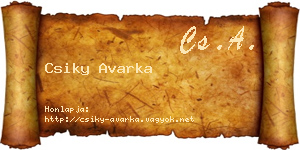 Csiky Avarka névjegykártya